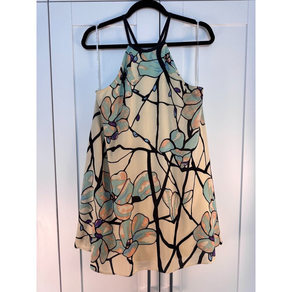 Dance & Marvel Floral Cold Shoulder Blouse Size M Flowing Boho Statement Top